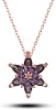 NEREZE 925 Sterling Purple Lotus Flower Necklace Womens Silver Necklace