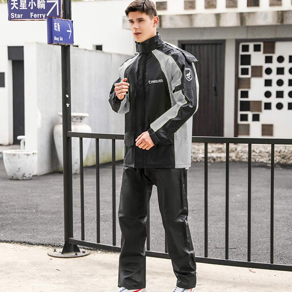 Chaqueta de Lluvia para Adultos Ropa de Lluvia Ligera a Prueba de Viento Reflectante Transpirable con Capucha Bolsillos con Cremallera para Bicicleta de montaña Caza Invierno Vera