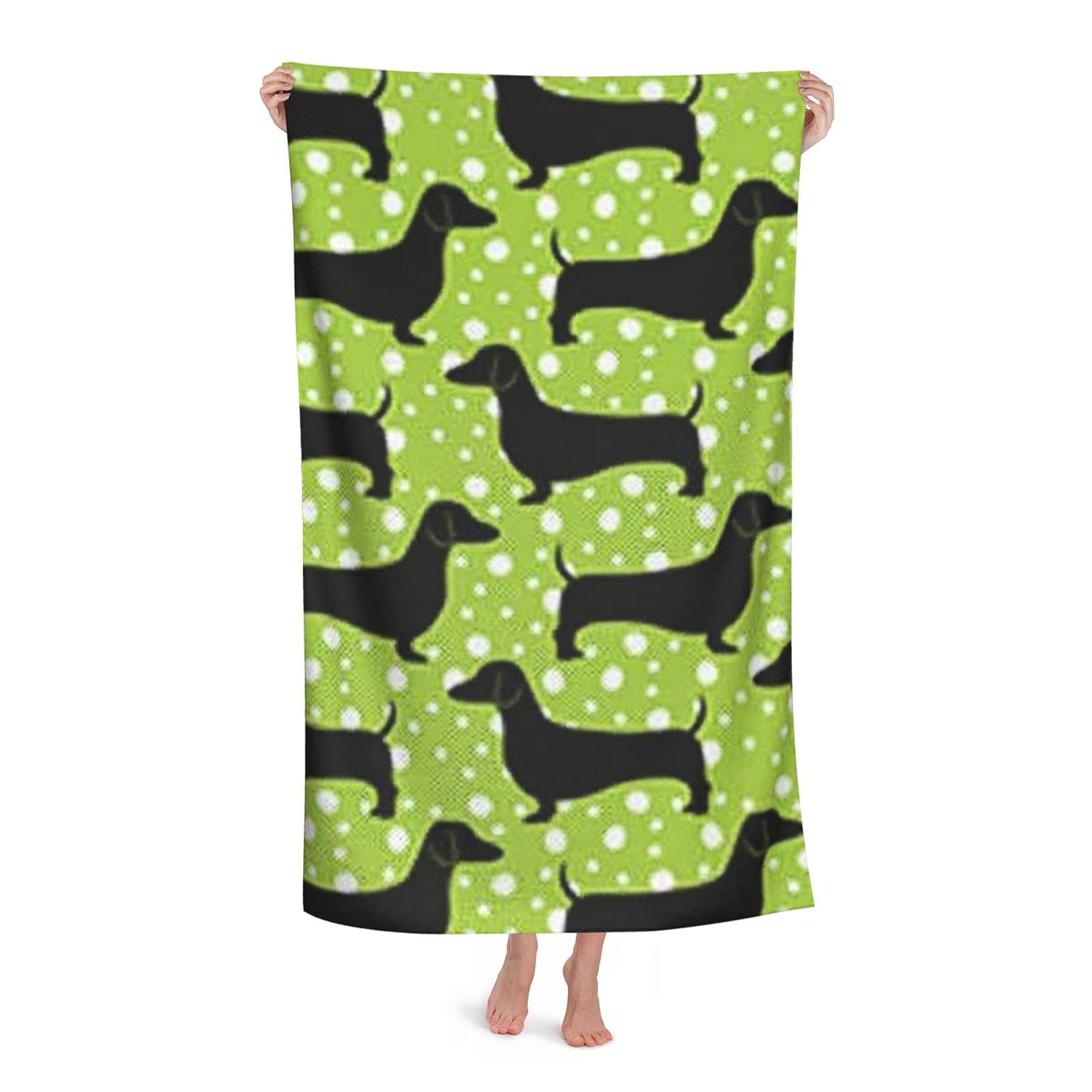LSRCPD Dachshund Dog Doxie Puppy Beach Towel Highly Absorbent Microfiber Beach Blanket Soft Bath Towels 80 x 130 cm