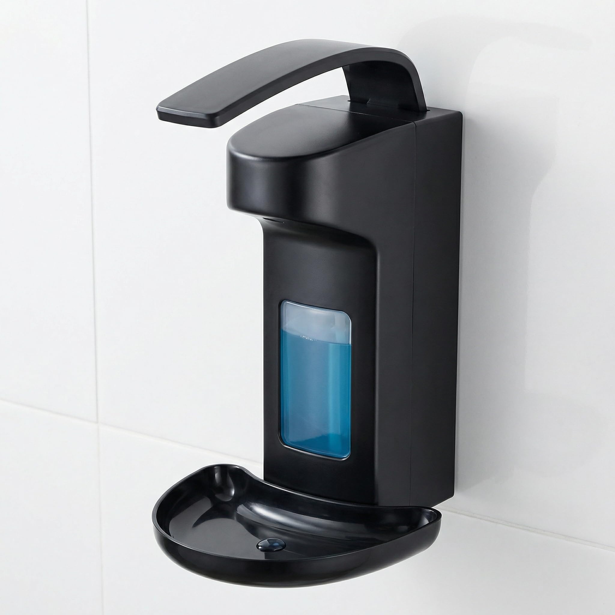 Wall Soap Dispenser 500ml Wall Liquid Soap Dispenser Shower Gel Bottle Refillable Wall Mounted Hand Soap Dispenser Multifunctional Soap Dish for Bathroom Shower Black