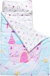 PHF Castle Toddler Nap Mat Set, with Removable Pillow for Toddler Girls, Soft and Lightweight for Daycare, Preschool, Travel, Kindergarten Sleeping Bag, Fits Ages 3-6 Years, Castle