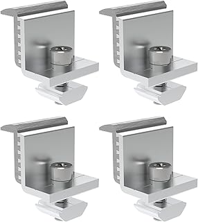 Adjustable Solar End Clamp Solar Panel Mounting Bracket Solar Panel Edge Clamp Z Bracket Aluminum Solar Mount Grounding Rail Gutter Kit for Securing 30mm - 50 mm Thick Solar Panel to Rail Pack of 4