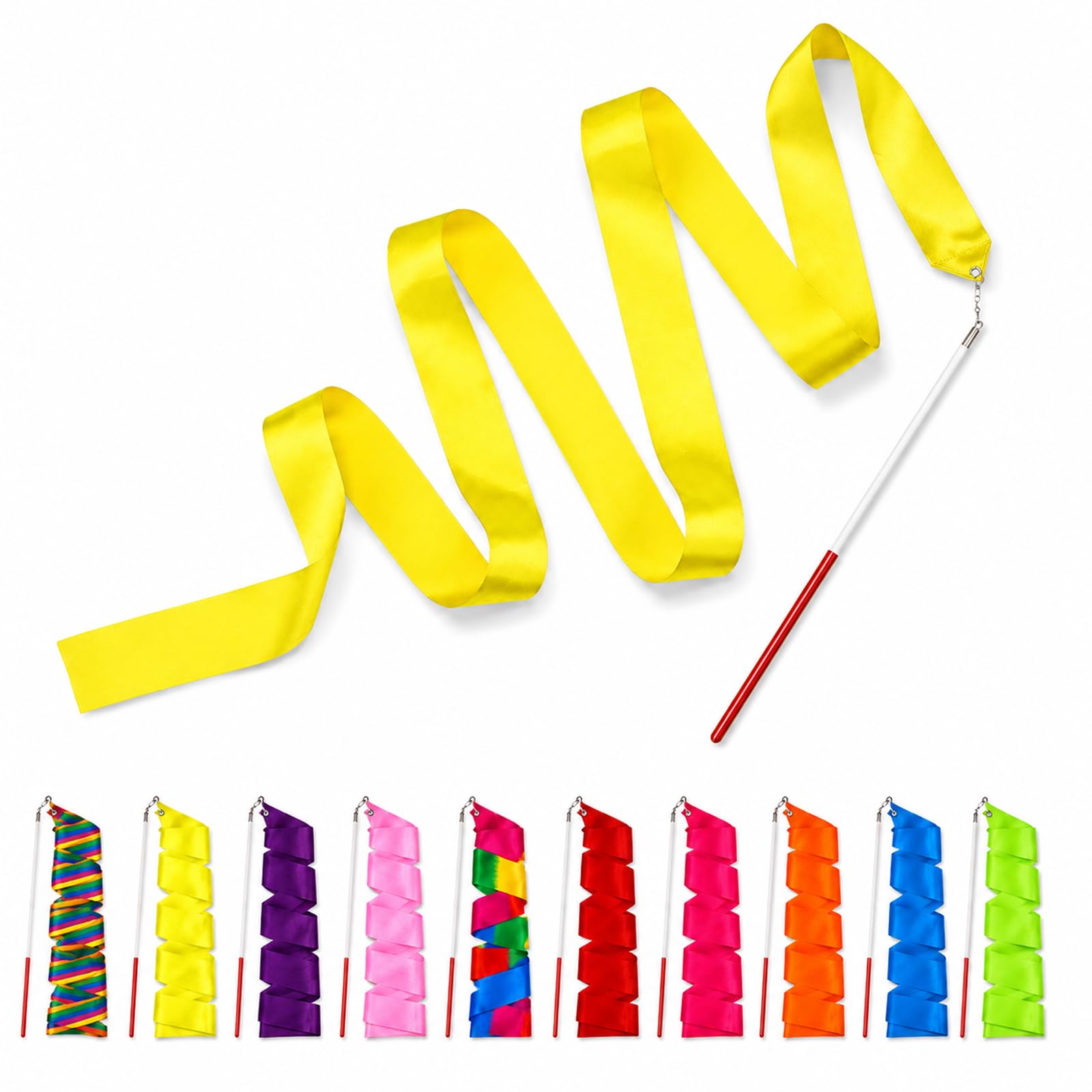 Ligynotu 20Pcs Gymnastic Ribbon Colorful Dance Streamer with Stick