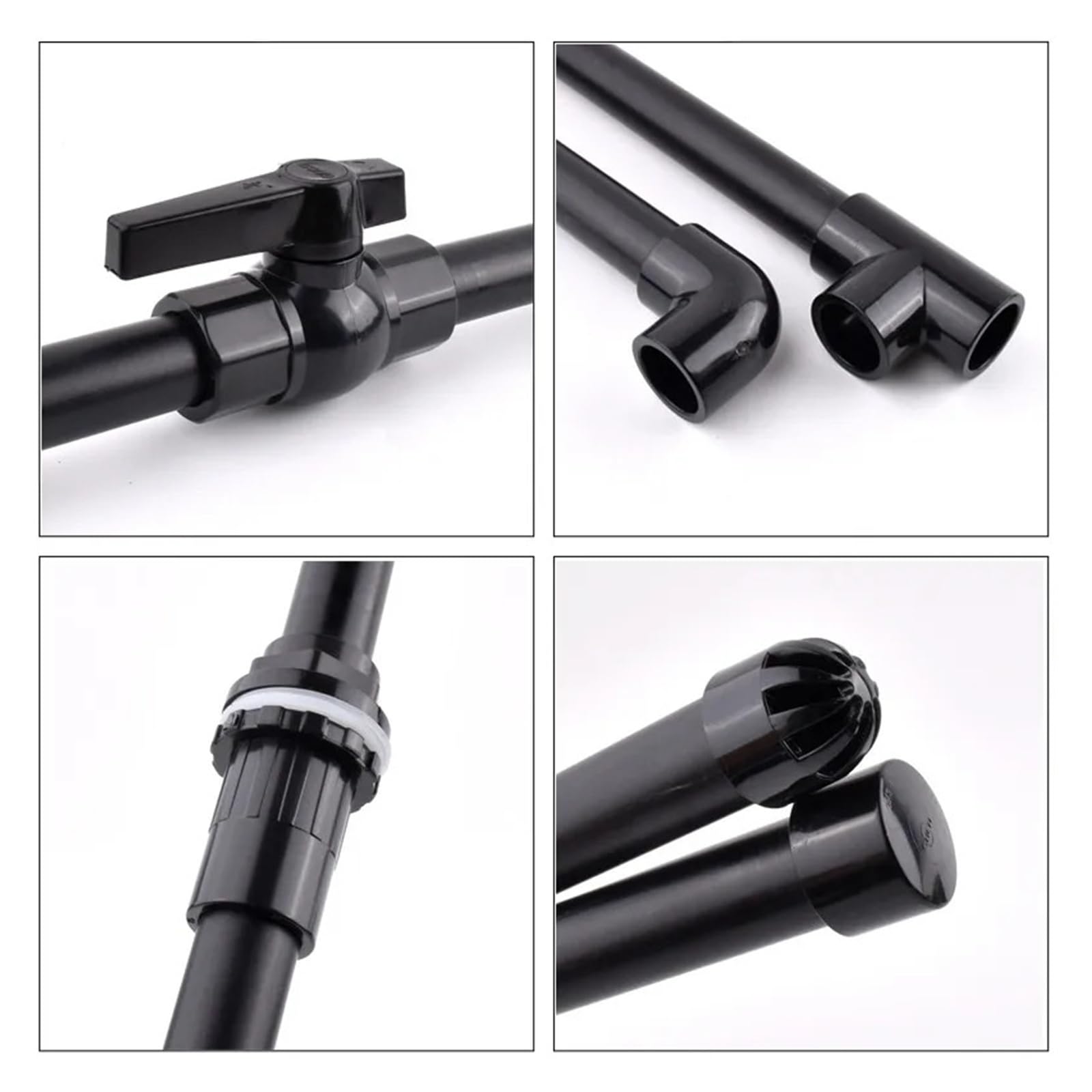 Connecteur De Tuyau En PVC Noir, 20~50mm, UPVC, Coude D'eau Jardin, Joint T, Alimentation Réservoir D'aquarium, Connecteurs D'extrémité Drainage(Union,40mm Black (2pcs))