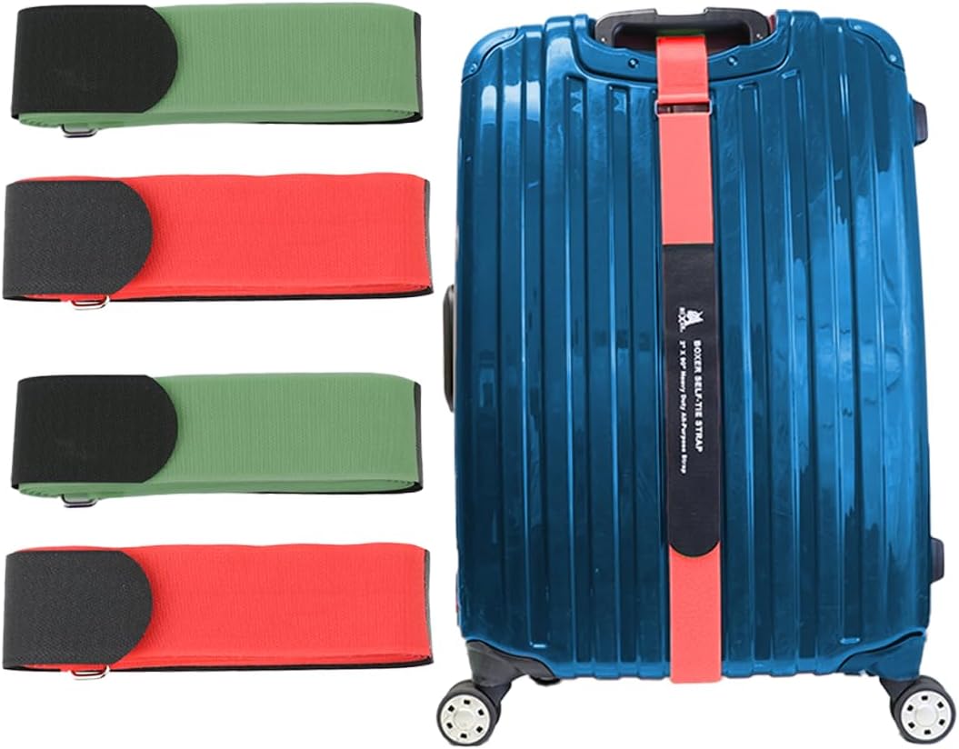 Boxer 4 Pack Velcro Luggage Straps for Travel, Heavy Duty