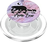 Vista 8 de Black Mama Bear and Three Cubs On Pink Gray Blue PopSockets PopGrip: agarre intercambiable para teléfonos y tabletas