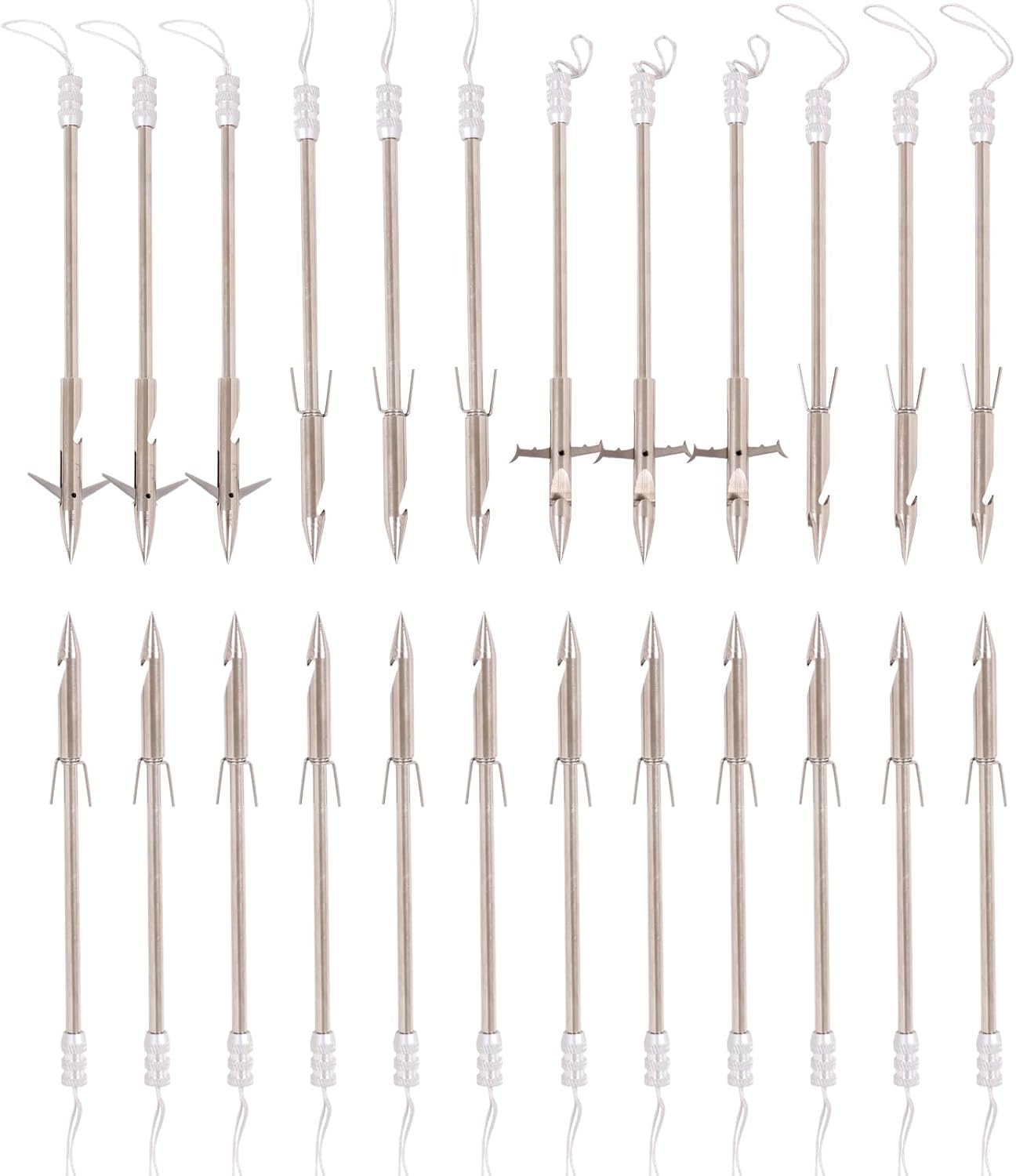 SOPOGER Fishing Dart Slingshot Arrows - 12 Pack Slingshot Fishing Reel Darts 5.9inch Silver Catapult Spear Fishing Arrows Bulk for Adults Hunting Bowfishing