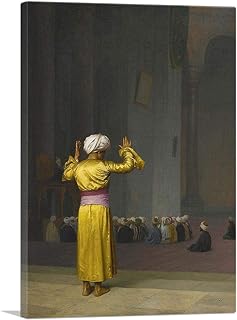 ARTCANVAS Prayer In The Mosque Canvas Art Print Stretched Framed Painting Picture Poster Giclee Wall Decor by Jean Leon Gerome - 18" x 12" (0.75" Deep)