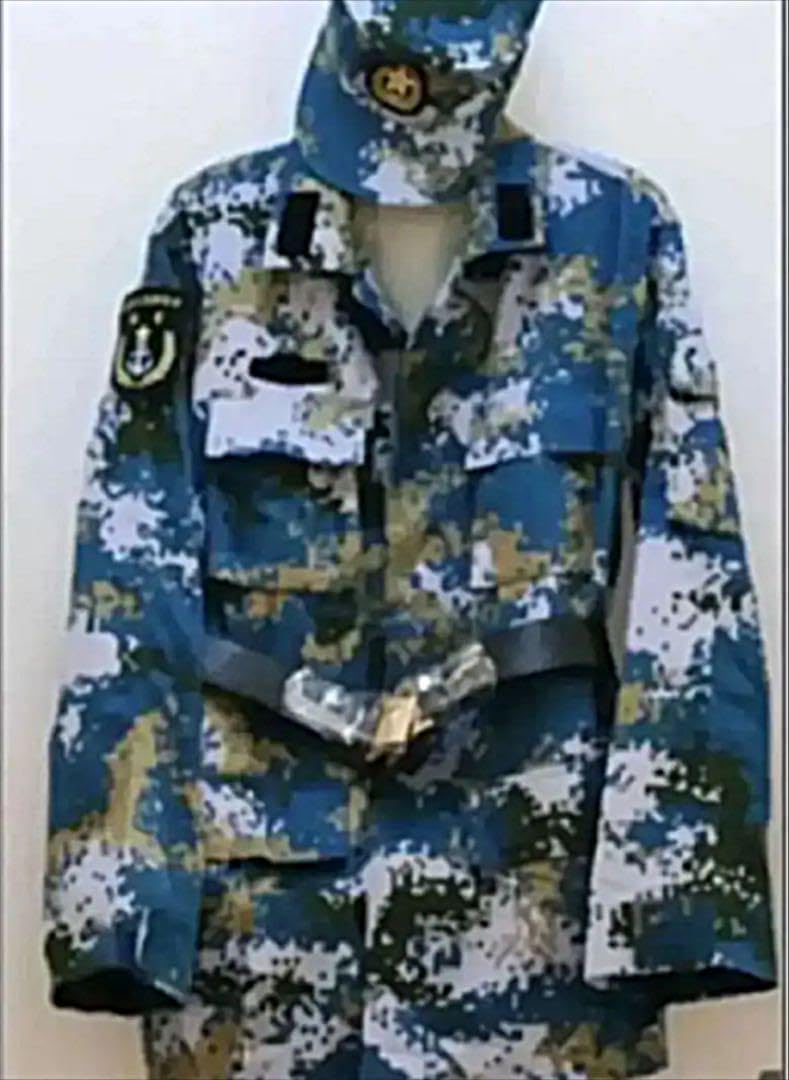 Amazon | 中国軍07式海軍陸戦隊用海洋迷彩戦闘服上下帽子セット | 戦闘 