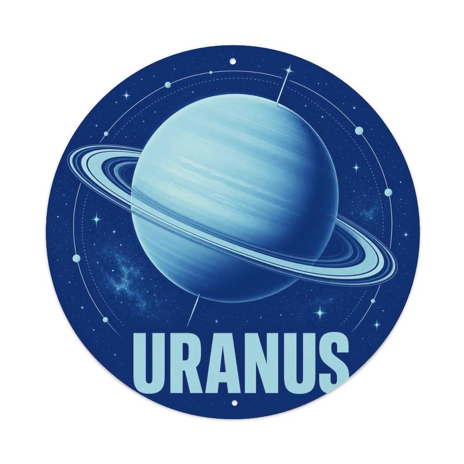 Cosmos Space Age Uranus Ice Giant Stellar Sky Metal Tin Sign Plaque Wall Decor for Cafe, Man Cave, Club Bar, Office, Home Garden Round Metal Poster 8x8Inch