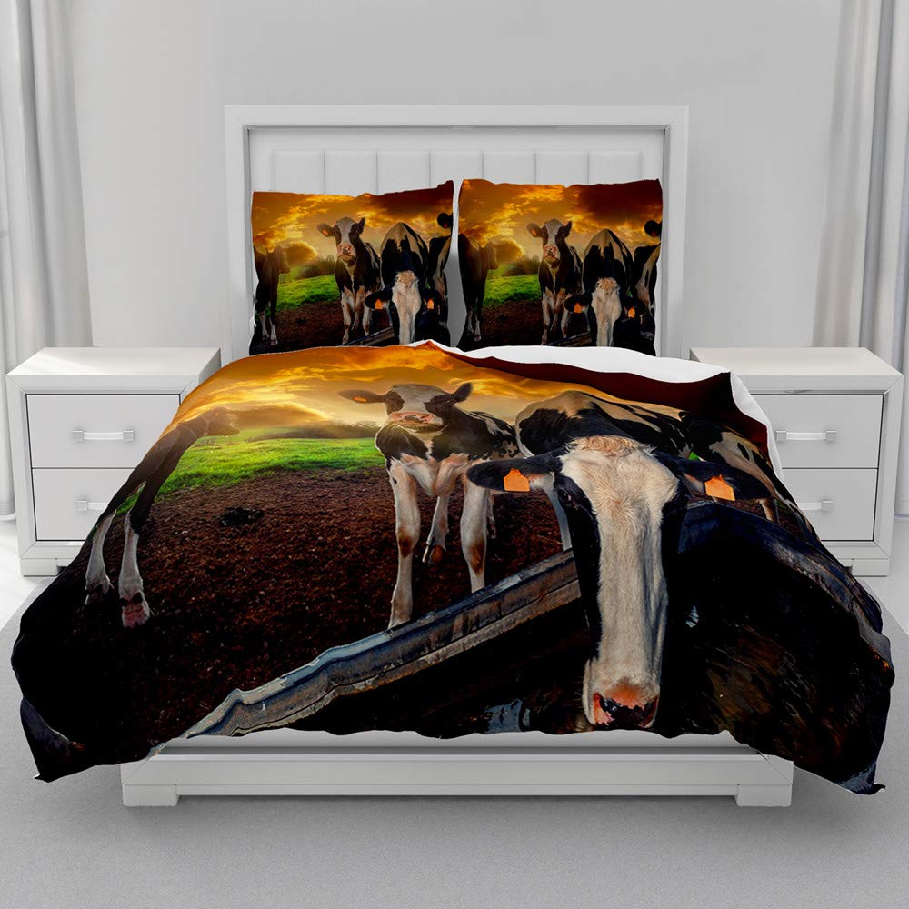 Parure de lit vaches zippée anti-plis pour un entretien facile