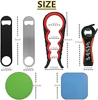 Vista 7 de 8 abridores de tarros y abridor de botellas. 2 abridores de botellas planos, 2 abridores de tarros para personas mayores y 4 almohadillas de goma