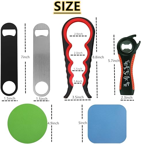 Miniatura 7 de 8 abridores de tarros y abridor de botellas. 2 abridores de botellas planos, 2 abridores de tarros para personas mayores y 4 almohadillas de goma