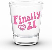 Vista 8 de JUSTOTRY Vaso de chupito de cumpleaños número 21 – Finalmente 21 regalos para ella, vaso de 1.75 onzas, las mejores decoraciones y regalos ideales