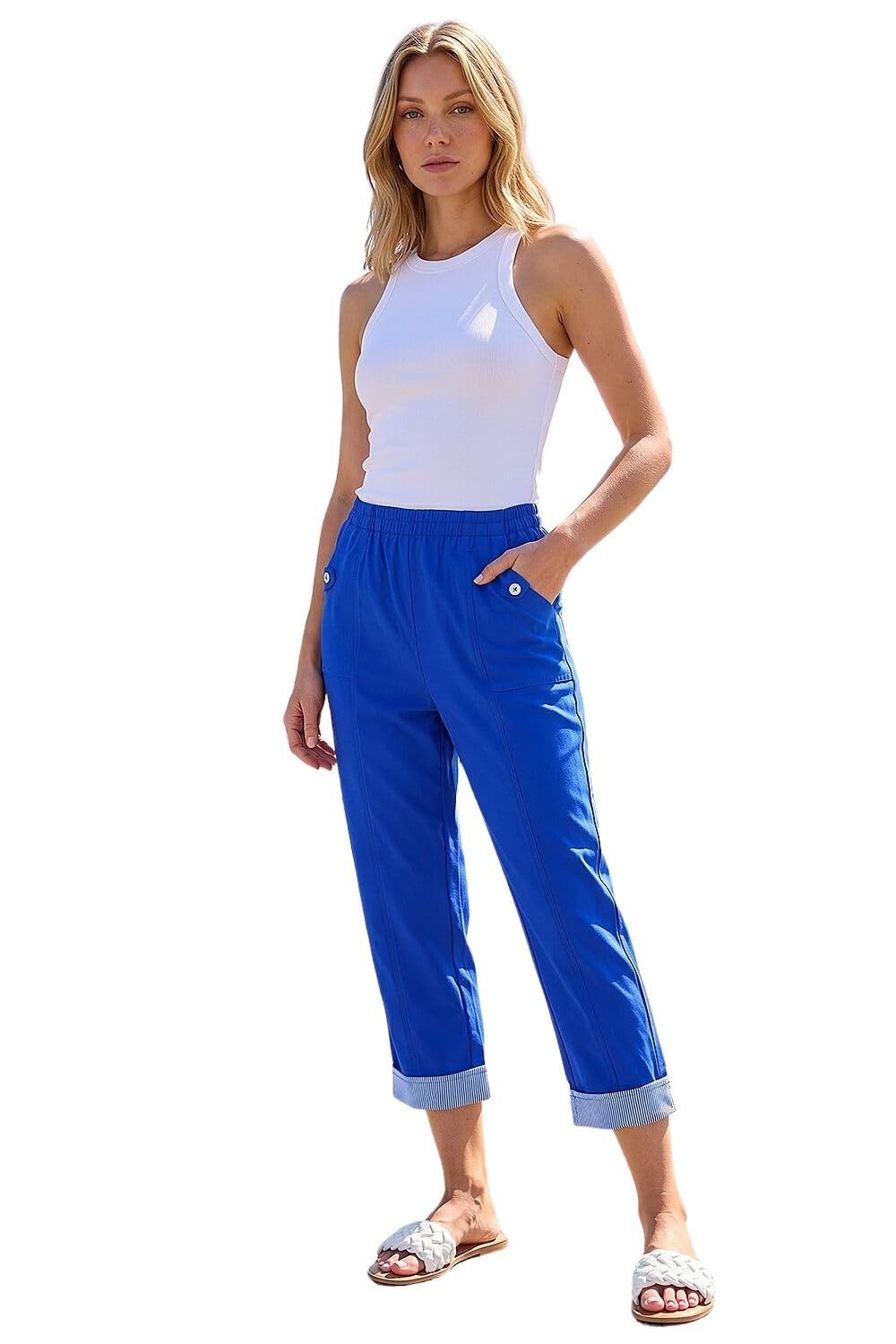 Roman Contrast Detail Cropped Stretch Trouser