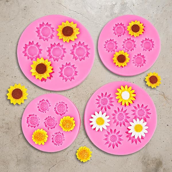 Gulinaza 5Pcs Sunflower silicone Molds for DIY Cake Fondant Biscuit Cookies Sugar Pudding Chocolate Hard Candies Dessert Sugar Cupcake Decor by Gulinaza - Used condition - Image 5
