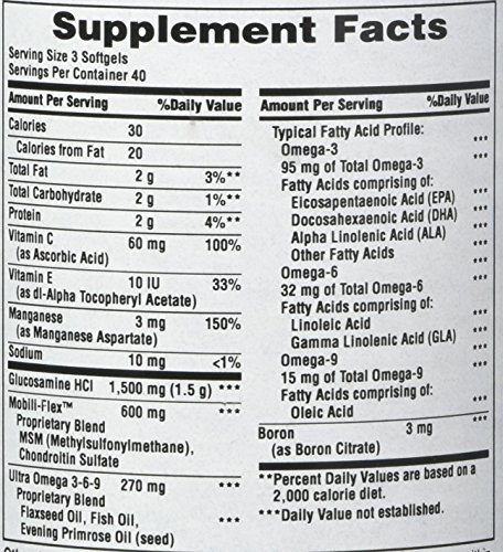 Puritan's Pride Glucosamine, Chondroitin & Msm With Omega 3, 6, 9, Supports Joints To Promote Joint Comfort And Flexibility, 120 Count #TOP4
