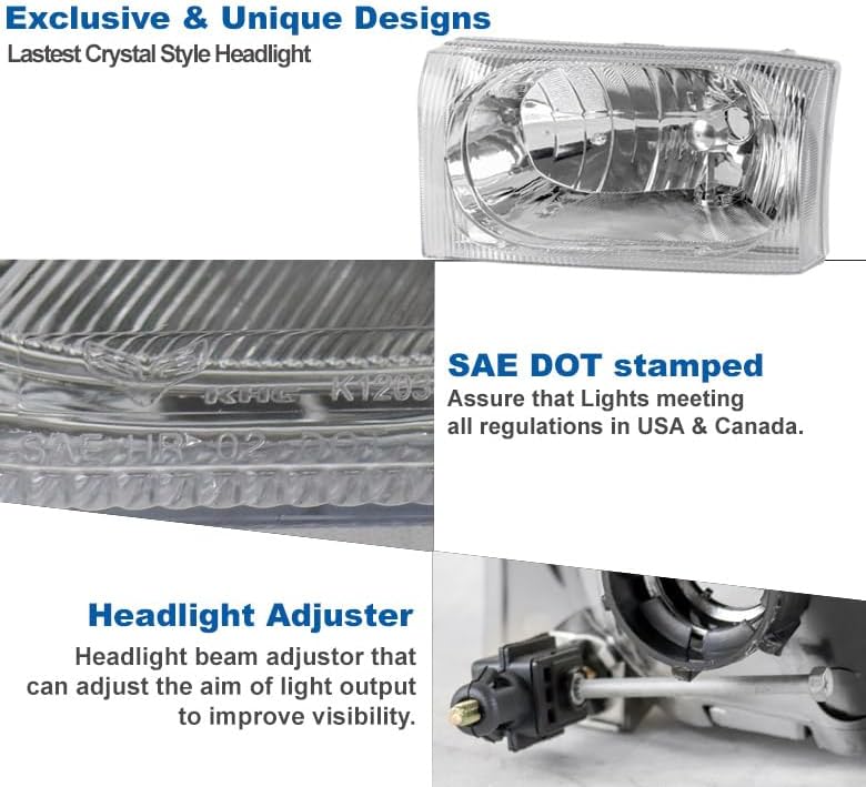 Chrome Headlights Compatible with 1999-2004 Ford F-250 / F-350 / F-450 / F-550 Super Duty / 2000-2004 Excursion