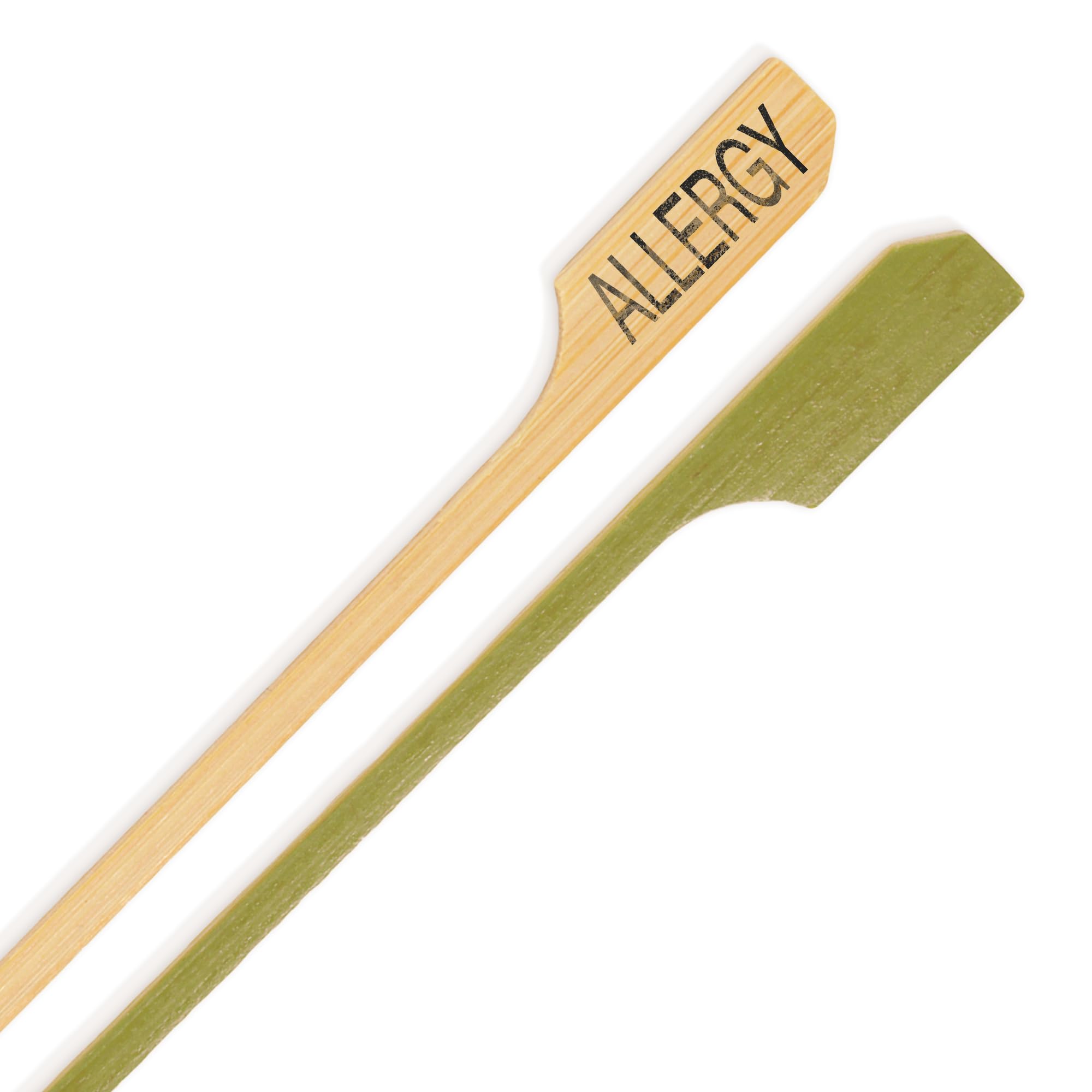 BambooMN 3.9" Food Allergy Marking Natural Bamboo Paddle Picks Sticks for Catered Events, Holiday's, Restaurants or Buffets Party Supplies, 100 Pieces