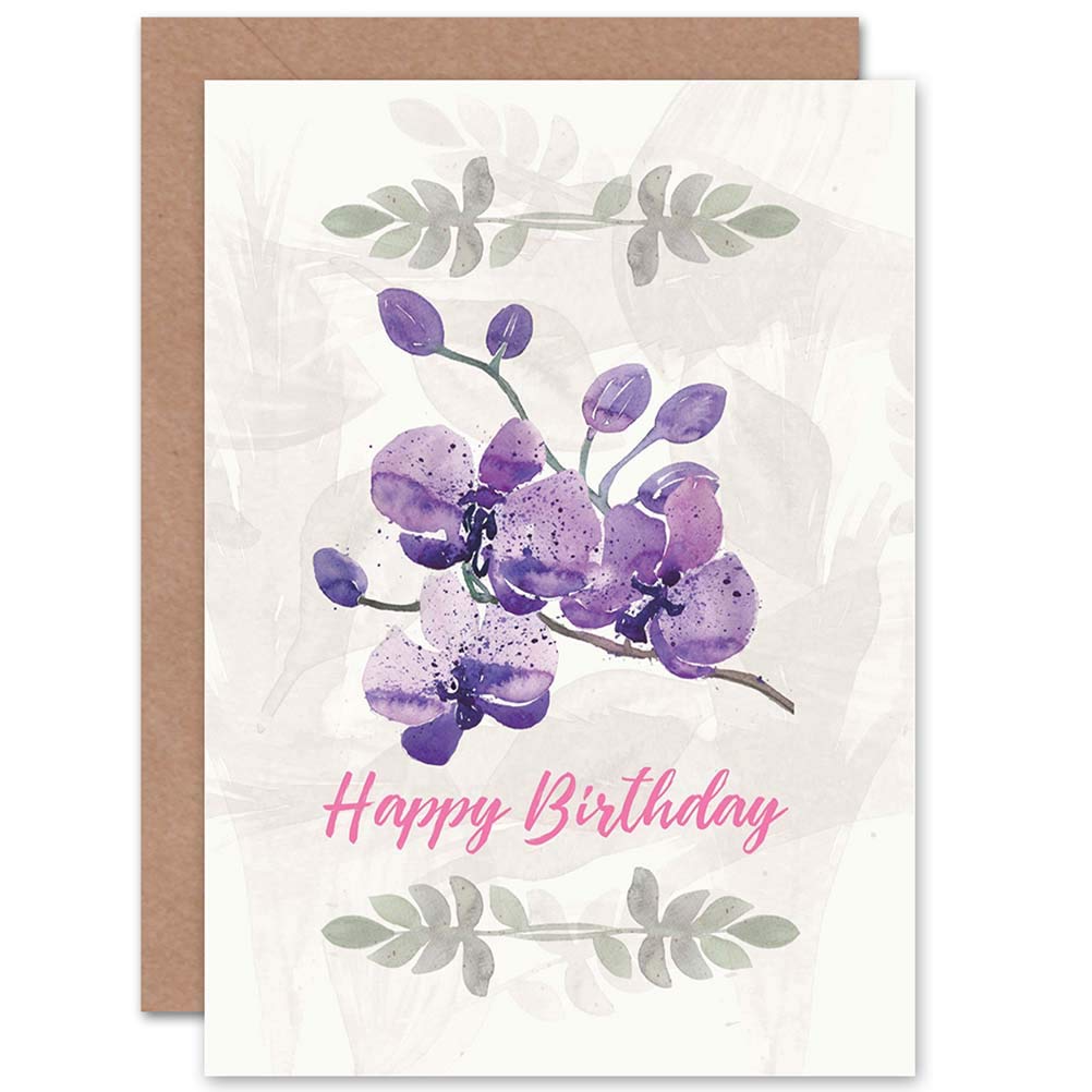Artery8 - Greeting Card - Happy Flower Theme - Purple