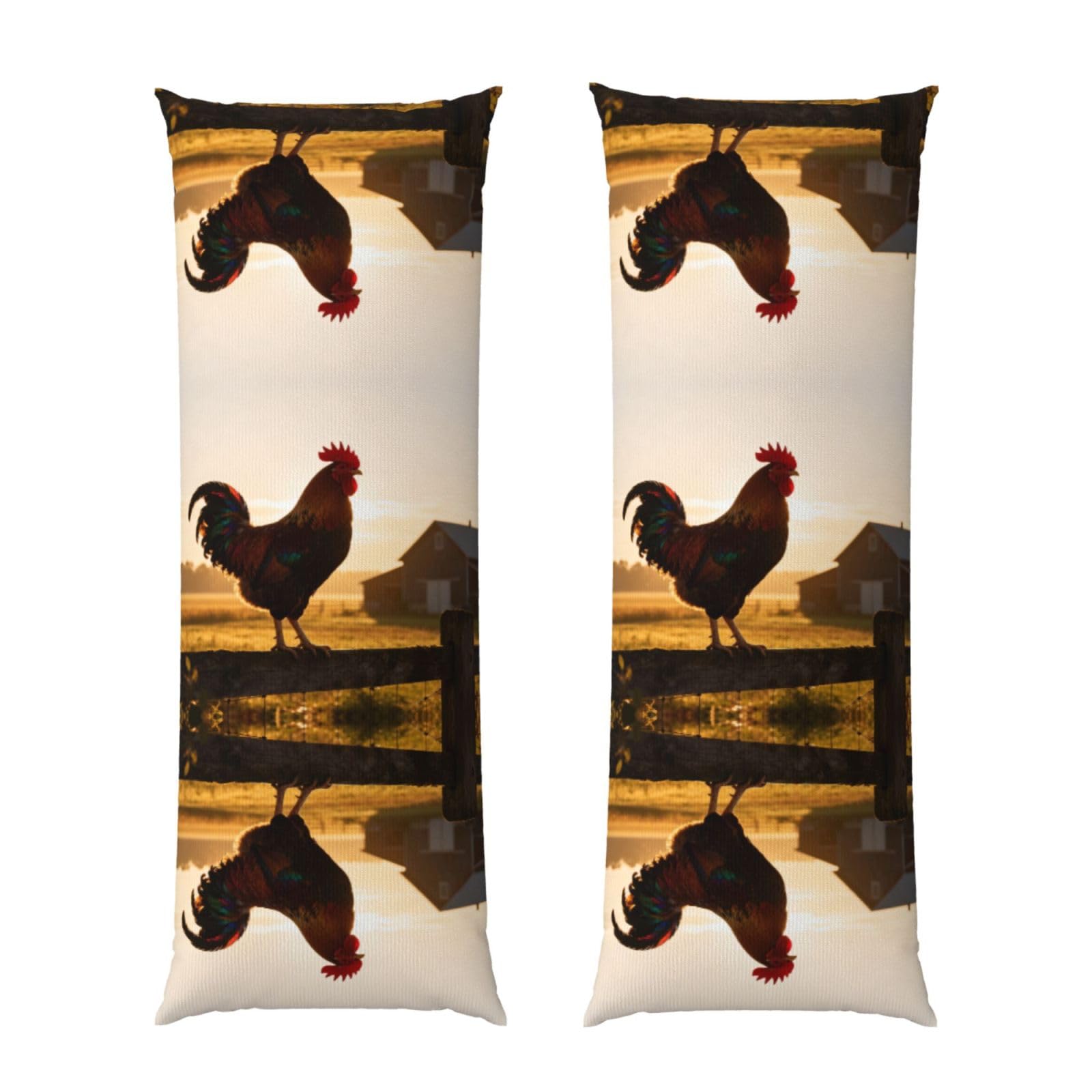 Rooster Farm Silhouette Body Pillowcase 20x60-Ultra Soft Plush Long Pillow Cover with Hidden Zip for Sleeping