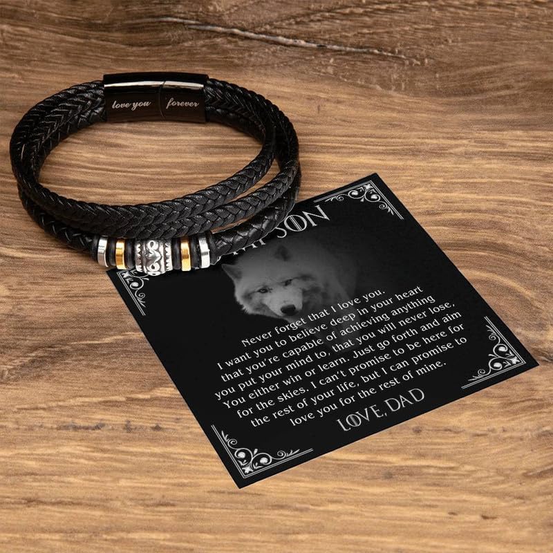 VIRAGIL To My Son Bracelet, Son Gifts From Mom And Dad, Bracelets For Sons From Father Mother, Gift For My Sons Christmas, Graduation Birthday With Message Card And Gift Box - Image 4