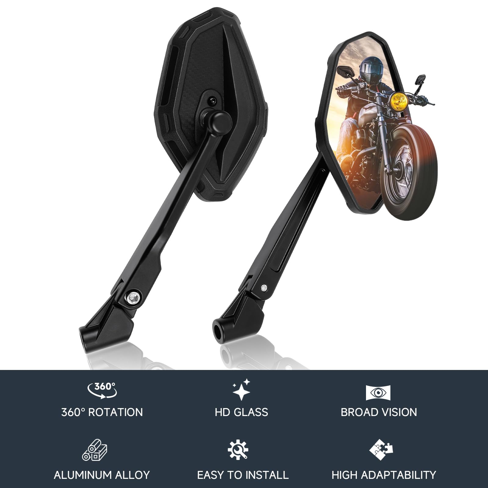DREAMIZER Specchietto laterale per moto da 8mm e 10mm, Specchietti Retrovisori per moto Compatibili con XJ600 MT03 MT07 TMAX Z1000 Z750 CB250F CRF250 XL700 GSR600 VZR1800