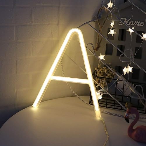 Miniatura 2 de ENUOLI Letrero de letras de neón blanco cálido, luces de noche, palabras con bateríaUSB, alimentadas por USB, decoración de pared, palabras