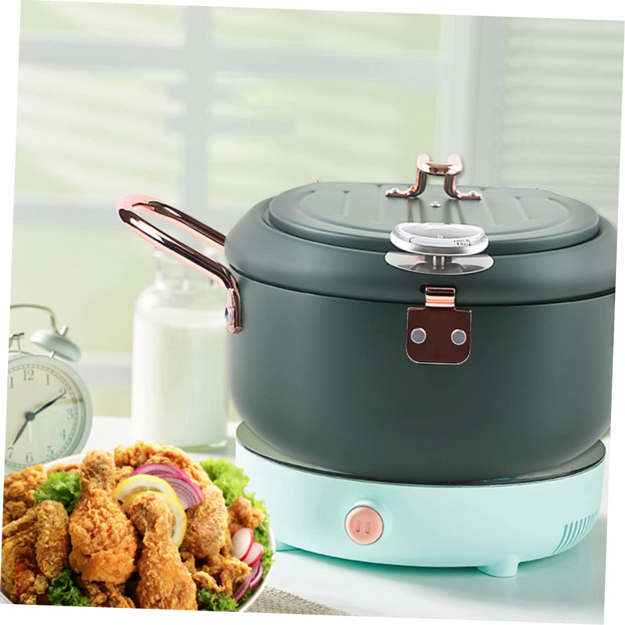 PRETYZOOM 1Pc Japanese Tempura Frying Pot with Oil Drainer Rack Non Stick Deep Fryer Pan for Induction Cooking for Tempura Chicken Fish and More