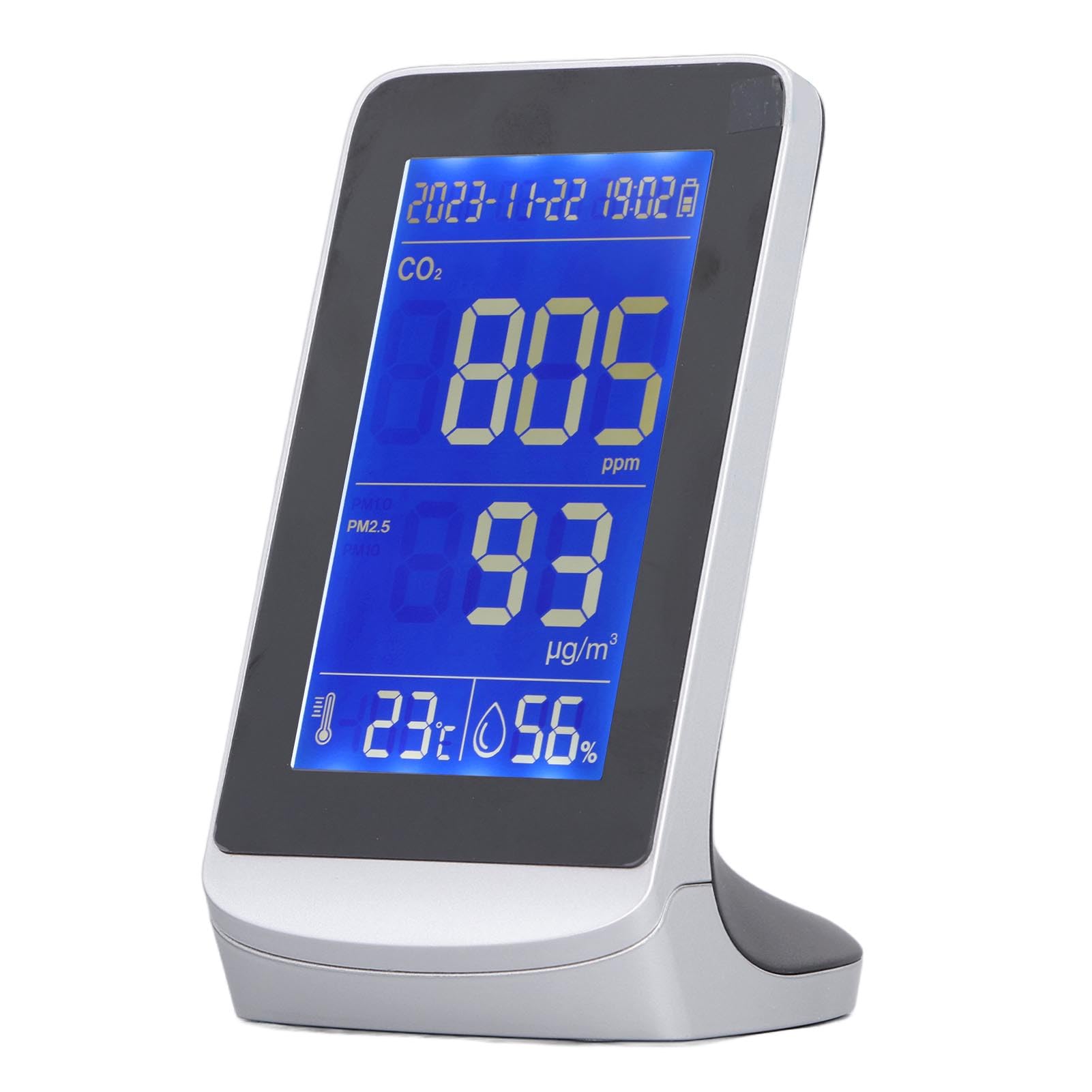 Monitor de calidad del aire CO2 PM2.5 PM10 PM1.0 Detector con temperatura Sensor de humedad Monitoreo en tiempo real para la oficina domiciliaria Uso exterior para interiores