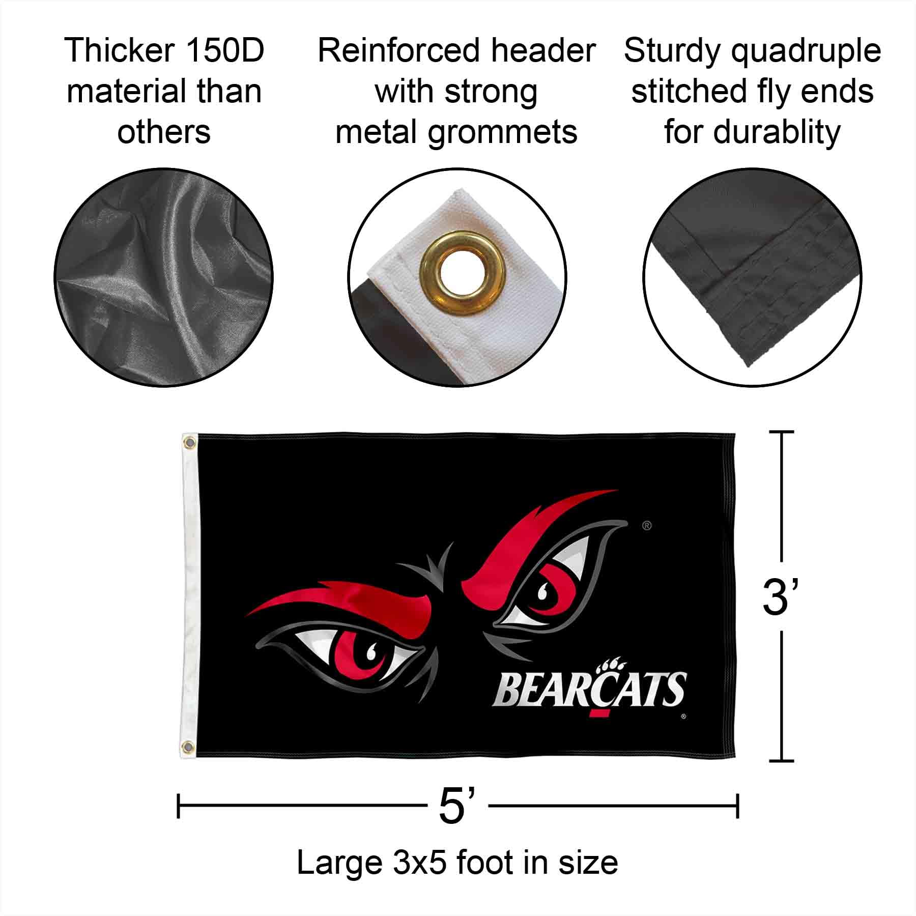 Cincinnati Bearcats Black College Flag - 3x5 Jamaica