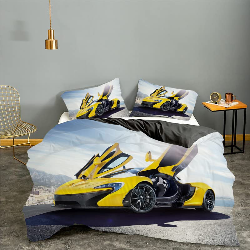 Housse de couette 240x260 voiture bleu avec taies 65