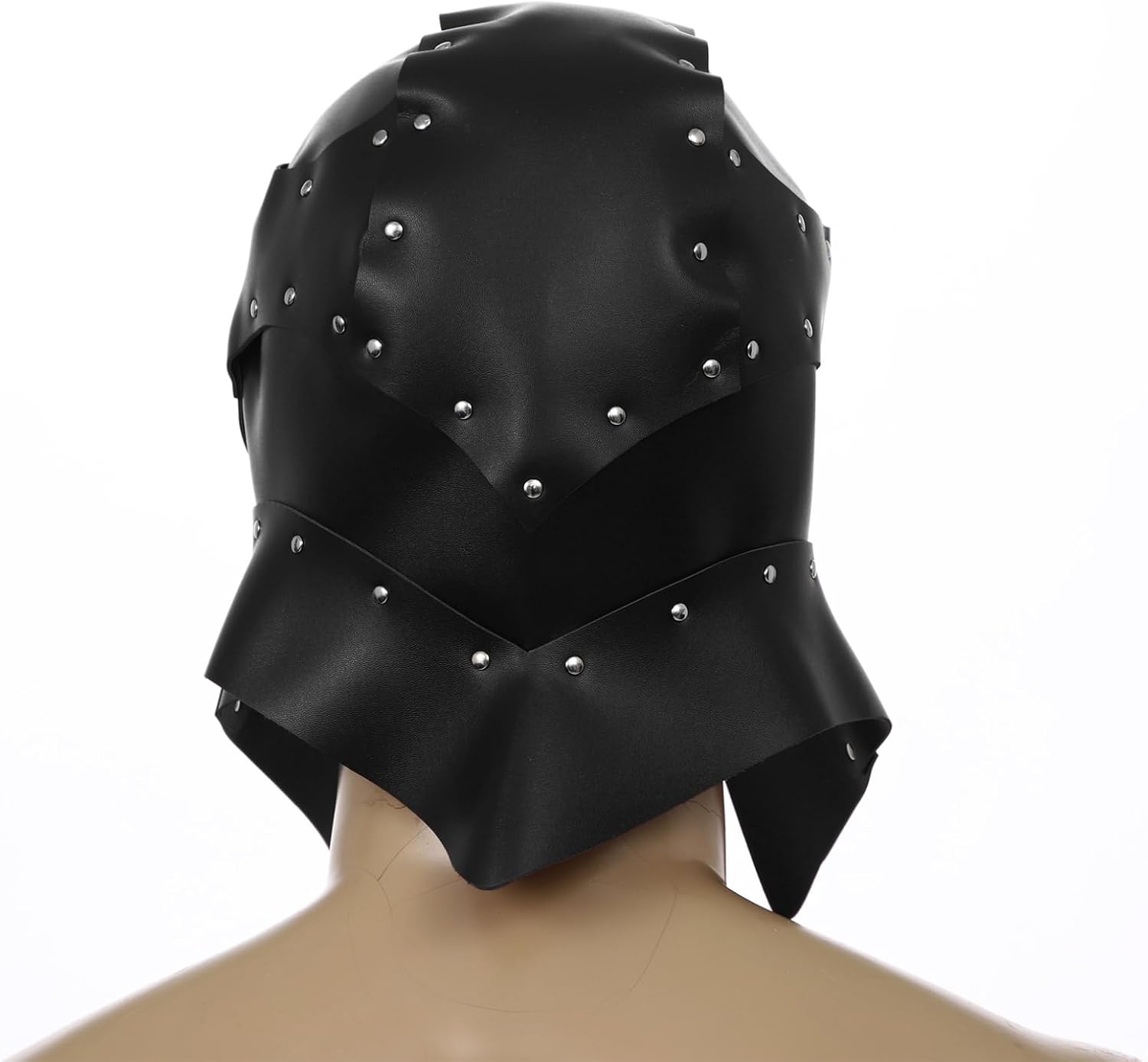 FEESHOW Retro Medieval Knight Hat Helmet Faux Leather Rivet Mask for Halloween Cosplay Fancy Fress