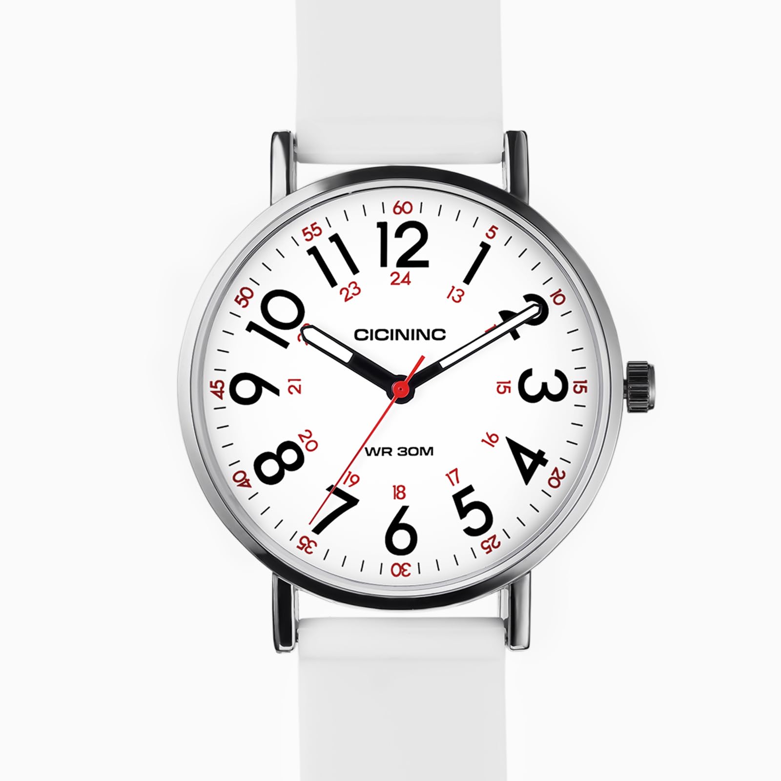 Nurse Watch for Medical Professionals Students Women Men, Analog Nursing Watches with 12/24 Hour Military Time, Second Hand, Easy to Read, Colorful Silicone Band