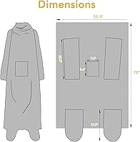 Vista 7 de Catalonia Manta de Forro Polar Vestible con Mangas y Bolsillos para los Pies para Mujeres y Hombres Adultos, Manta Envolvente con Mangas de Gato azul