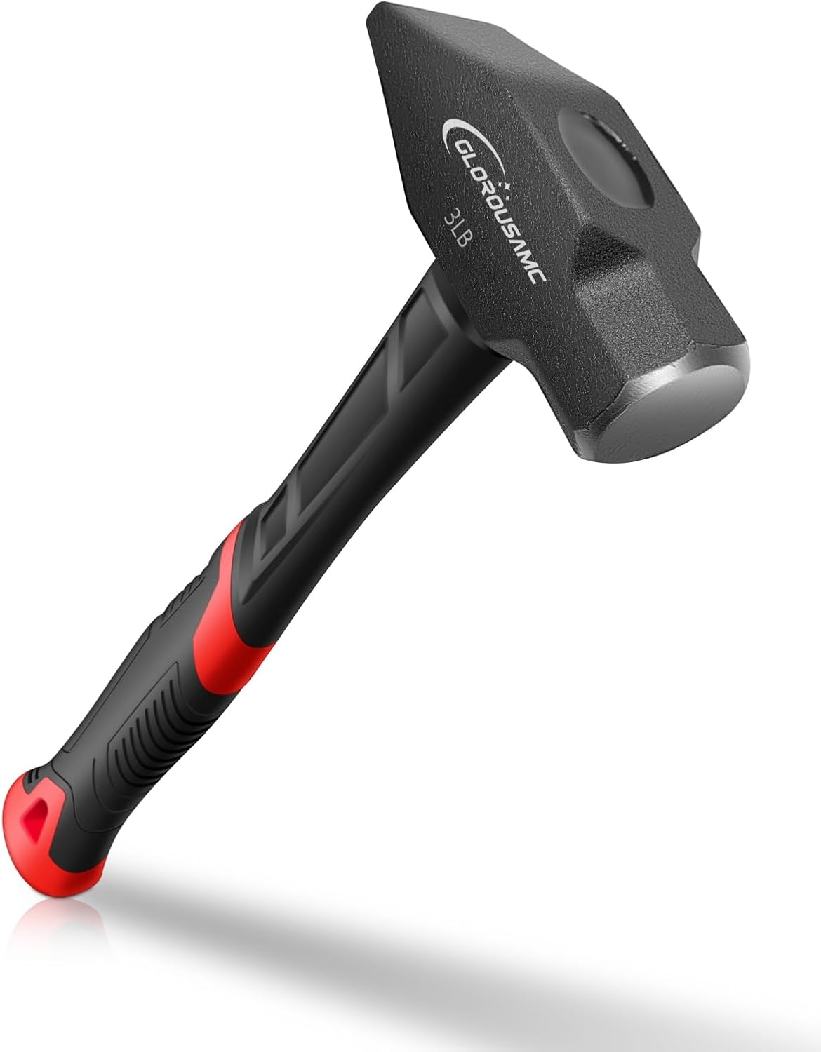 Blacksmith Hammer, 3 lb Cross Pein Hammer with Shock Absorbing and Wedge Face