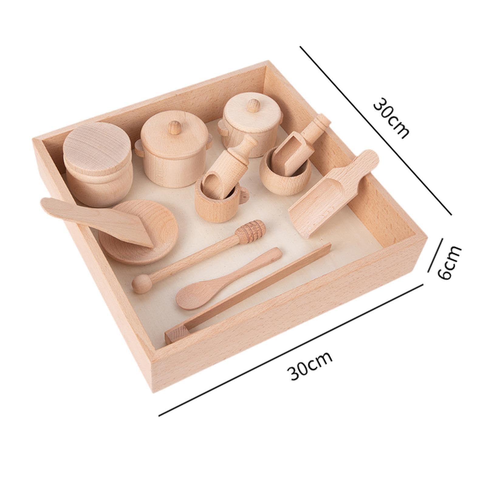 14 Teiliges Sensorisches Spielzeugset Aus Holz, für Kleinkinder | Holzschaufeln Und Zangen, Feinmotorikförderung mit Holzbox