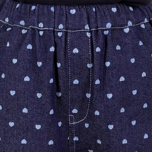 Image of superminis Girls Denim Jeans | Stretchable Blue Cat Print Jeans for Girls 3-10 Years | Soft Comfortable Kids Denim Pants for Casual