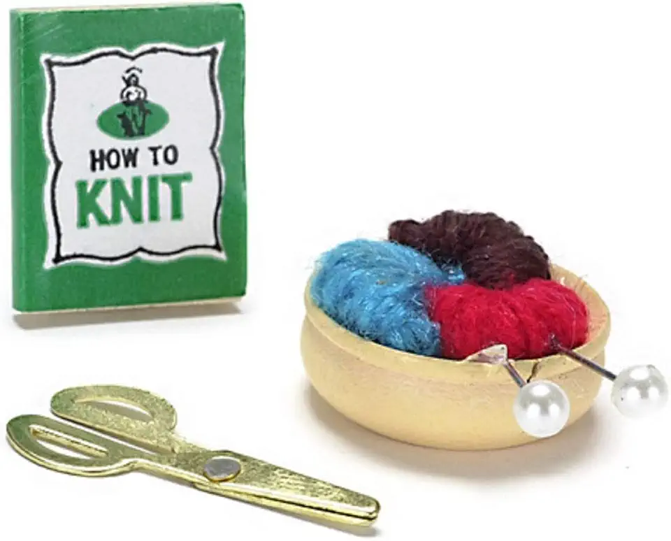 New Dolls House Sewing Room Accessory Knitting Set 196