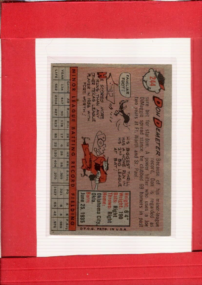 Baseball MLB 1958 Topps #244 Don Demeter EX/NM RC Rookie Dodgers