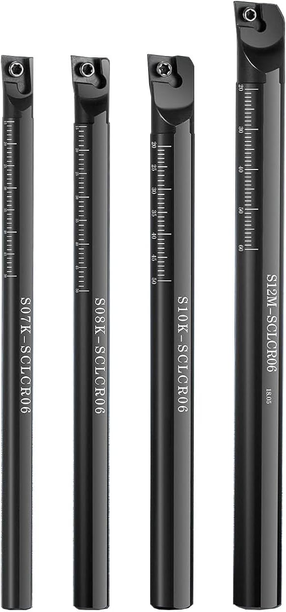 14 pcs Lathe Boring Bar Set 4 Pieces 95 Degree S07K/ S08K/ S10K/ S12M-SCLCR06 Lathe Boring Internal Turning Bar Holder with 10 Pcs CCMT21.51 Carbide Inserts and 4 Pcs Wrench