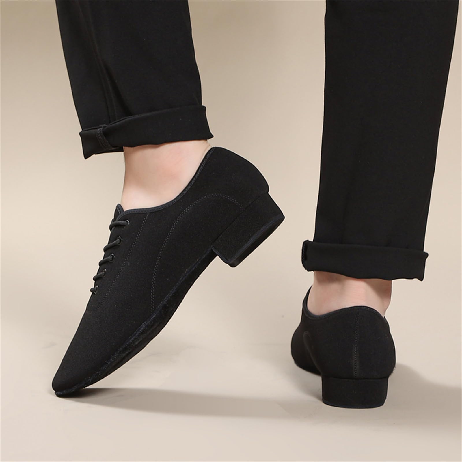Zapatos de Baile de Salón para Hombre Suela de Cuero Latinos Modernos con Cordones Tacón Bajo