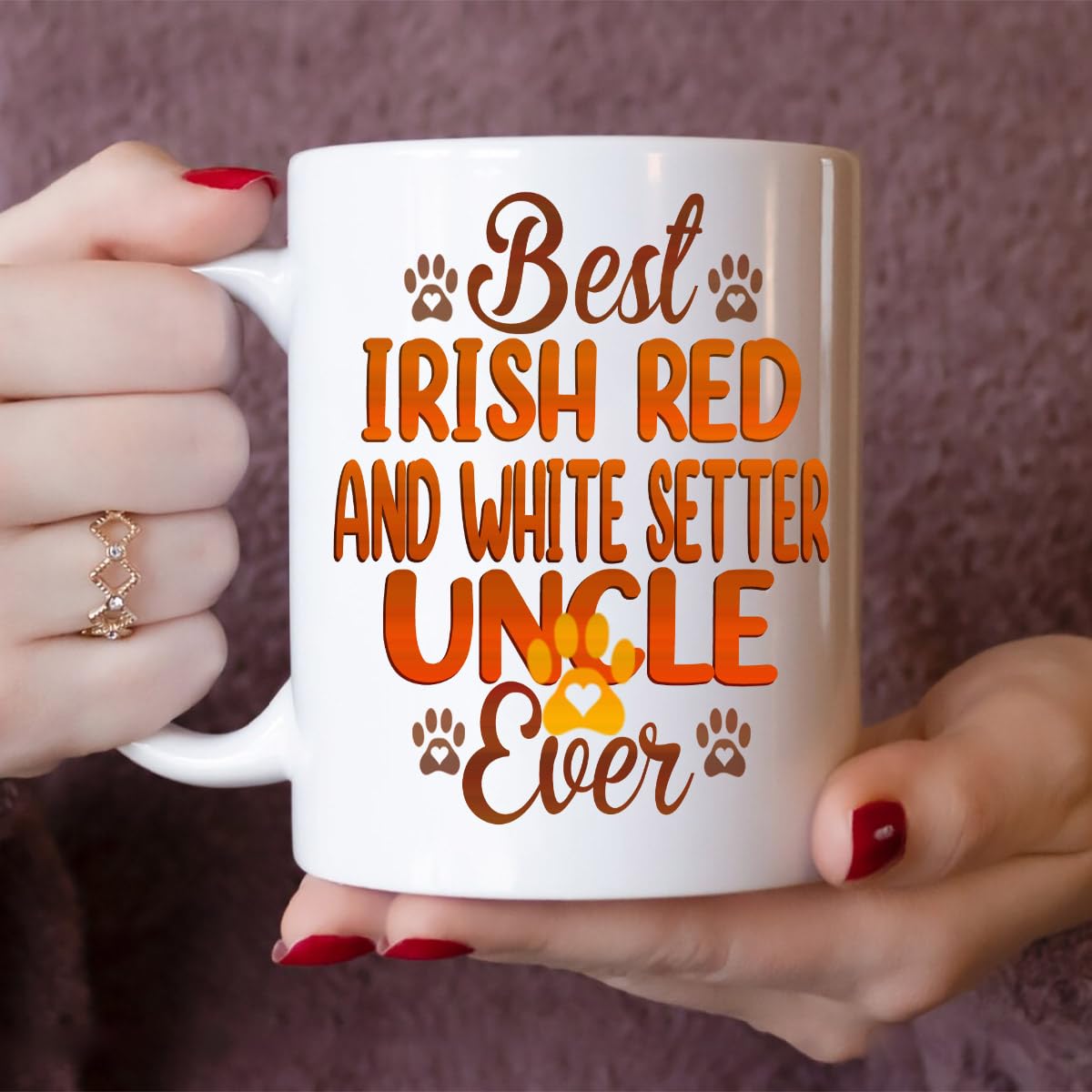 MONIZILUCKY Best Irish Red and White Setter Uncle Ever Coffee Mug for Best Uncle Dog Lover, Pet Owners - Funny Irish Red and White Setter Dog Facts Mug for Uncle - 11Oz Ceramic Mug White