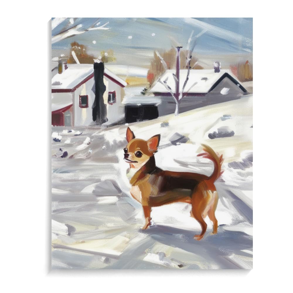 DIY Oil Painting by Number Chihuahua Dog Painting by Numbers for Beginners,Acrylic Paint Crafts for Home Decor 20x24inch(50x60cm) Frameless, 1