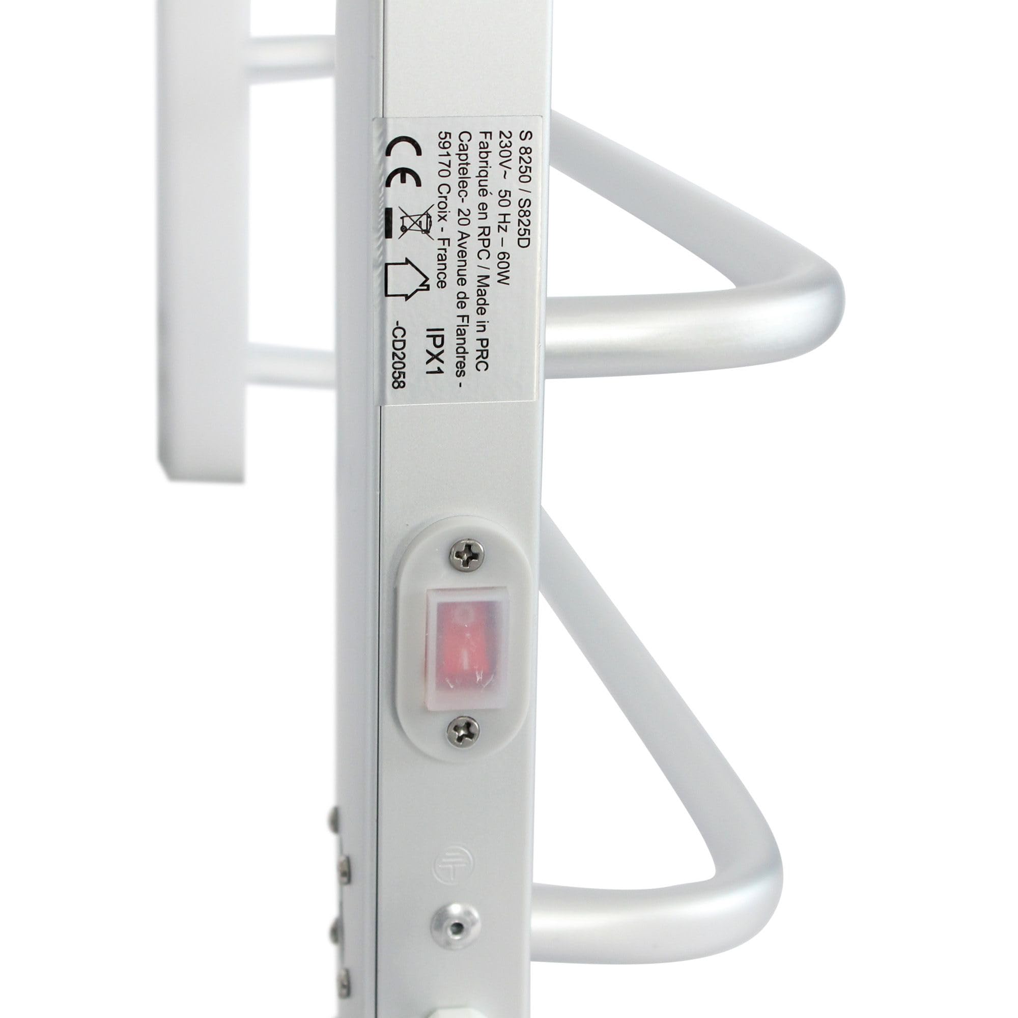 Fishtec - Asciugamano Elettrico da Parete 60W - Senza Termostato - Porta Asciugamano Bagno Stenditore Riscaldante 4 Barre - 50 CM - Alluminio Spazzolato - Riscaldamento Supplementare - Design Sobrio