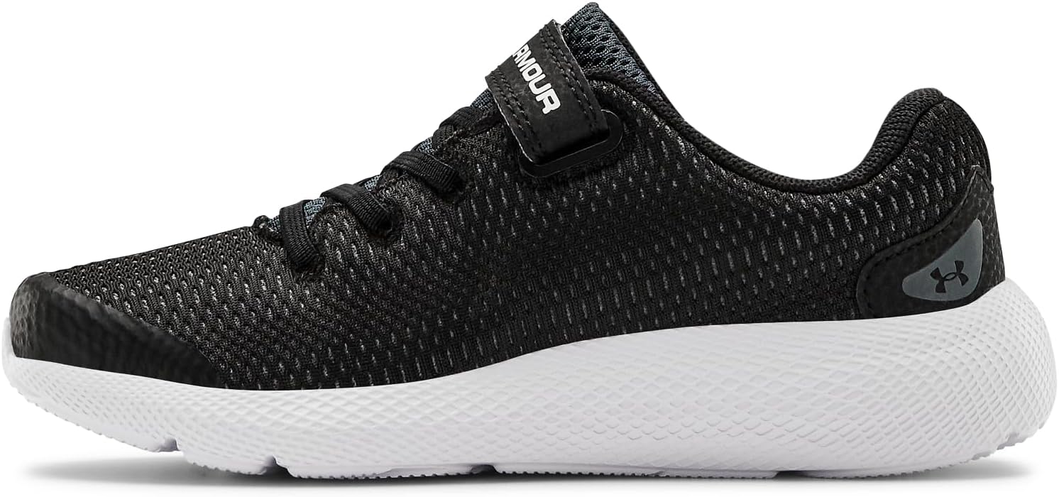 Under Armour Unisex Child Pre School Pursuit 2 Alternative Closure Sneaker, Black/White, 13 Little Kid US