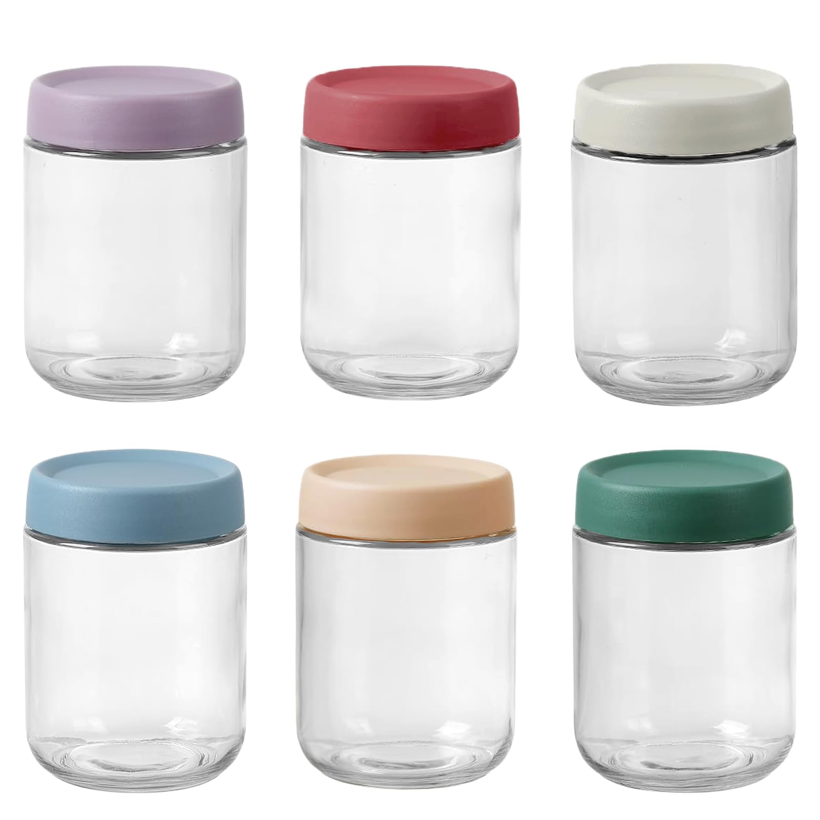 Hniuyun Overnight Oats Jars 16 oz - 6 Pack Glass Containers with Airtight Lids for Yogurt, Chia Pudding & Meal Prep
