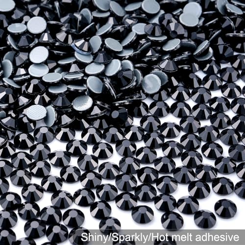 Image of Hotfix Rhinestones Bulk, 14400PCS Black Hot Fix Rhinestones for Clothes DIY Decoration Crafts, Black, SS10, 2.7-2.9mm