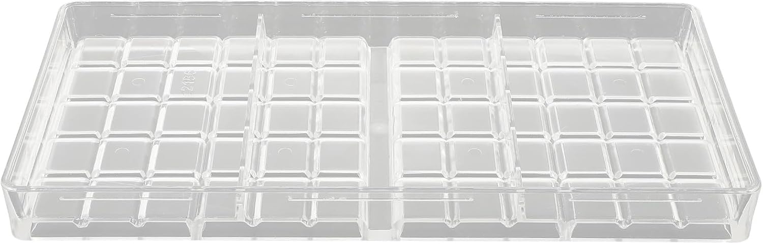 Polycarbonate Square Chocolate Mold Tray for Candy Making, Reusable Hard Chocolate Candy Molds Suitable for Dessert and Homemade Treats