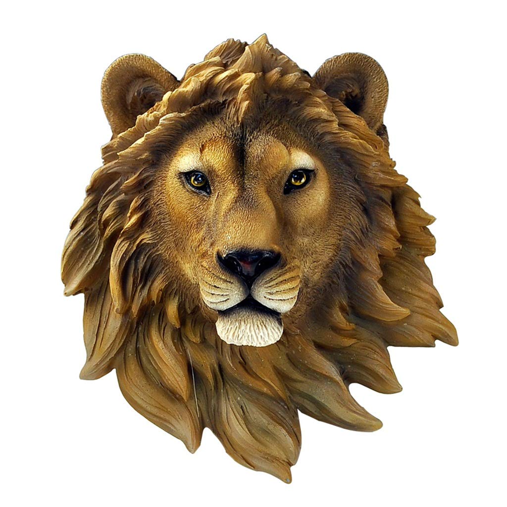 Lion Animal Head Ornament King of The Jungle Lion Head Wall Decoration Plaque Taxidermy Art Sculpture Hotel Wall Decoration Pendant Wall Decoration (Color : Yellow, Size : 20239.5cm), 20x23x9.5cm